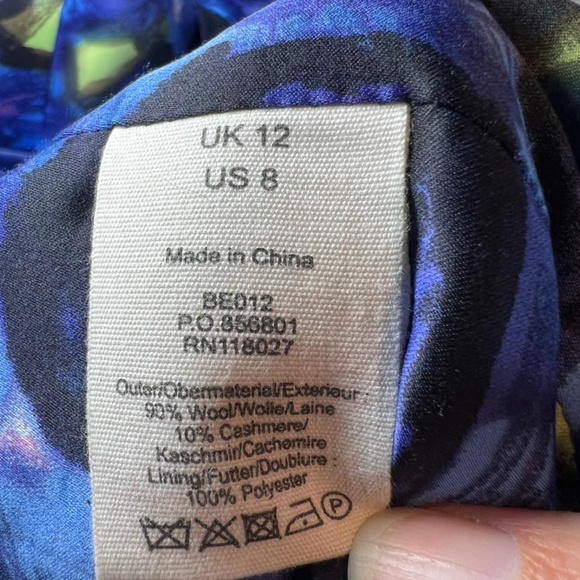 Boden Limited Edition Wool Cashmere Pea Coat Navy Blue Magenta Lined Pockets  8R - Picture 16 of 16